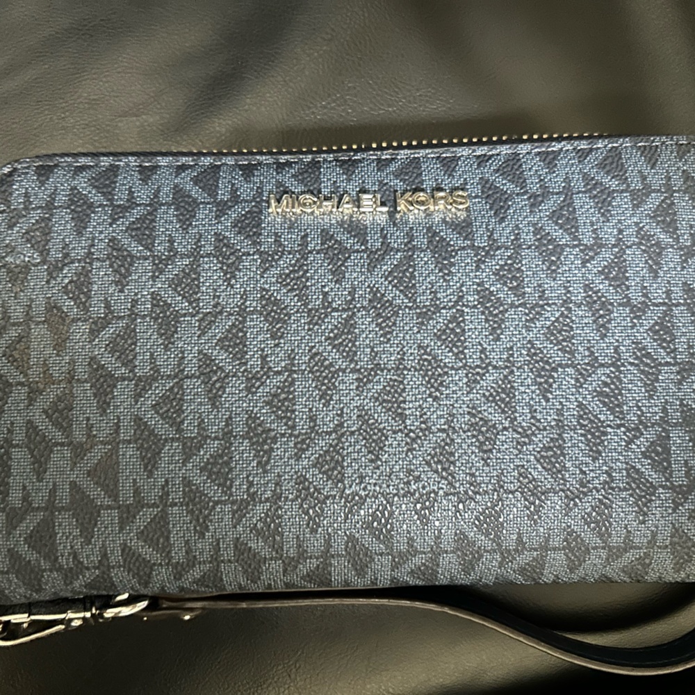 Michael Kors Navy Monogram Wristlet